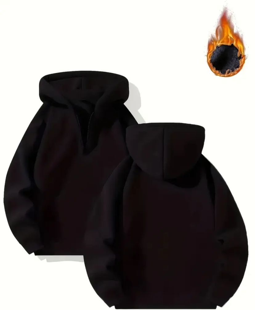 Felpa con cappuccio a metà zip, autunno e inverno taglia grande larga stile versatile alta strada