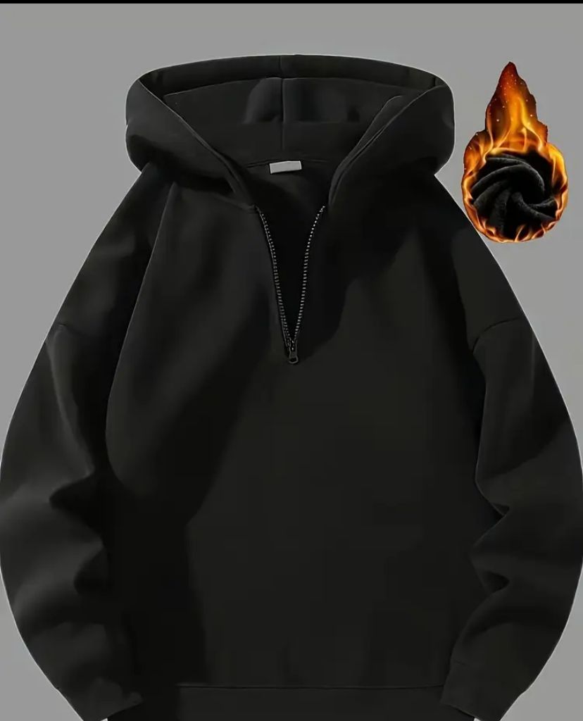 Felpa con cappuccio a metà zip, autunno e inverno taglia grande larga stile versatile alta strada