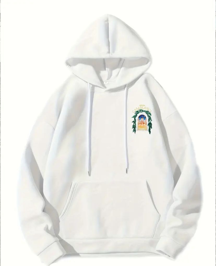 Felpa con cappuccio con stampa "averda casablanca" aderenza, casual, comoda