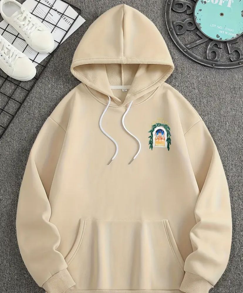 Felpa con cappuccio con stampa "averda casablanca" aderenza, casual, comoda