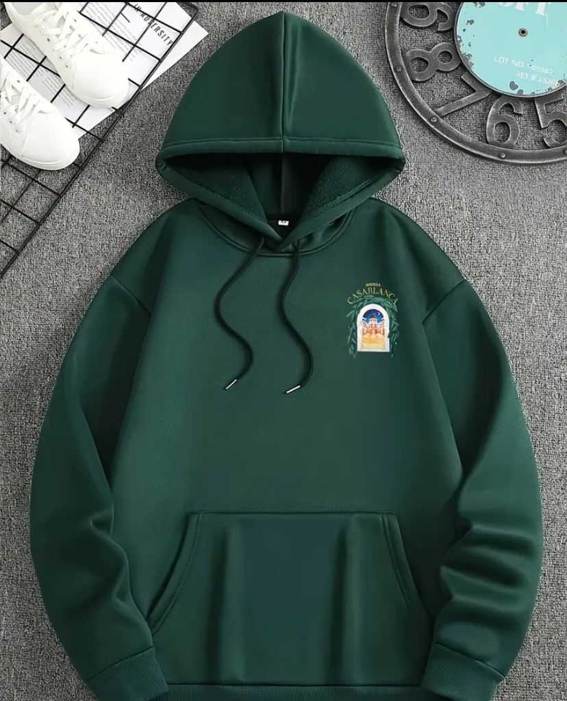 Felpa con cappuccio con stampa "averda casablanca" aderenza, casual, comoda