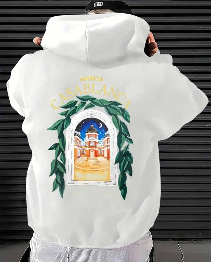 Felpa con cappuccio con stampa "averda casablanca" aderenza, casual, comoda